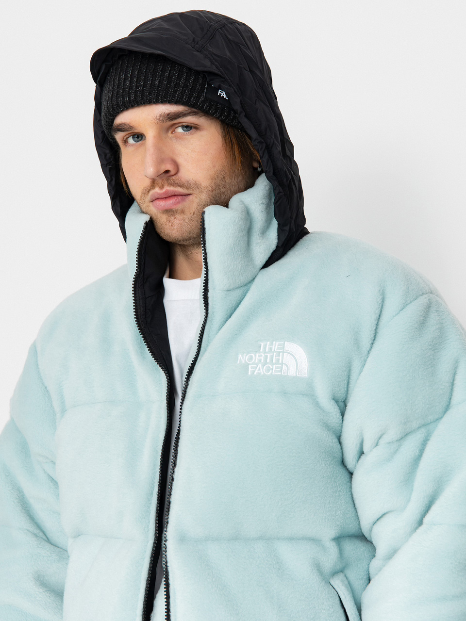 The North Face 2000 Polar Nuptse Jacket - Side profile with removable hood
