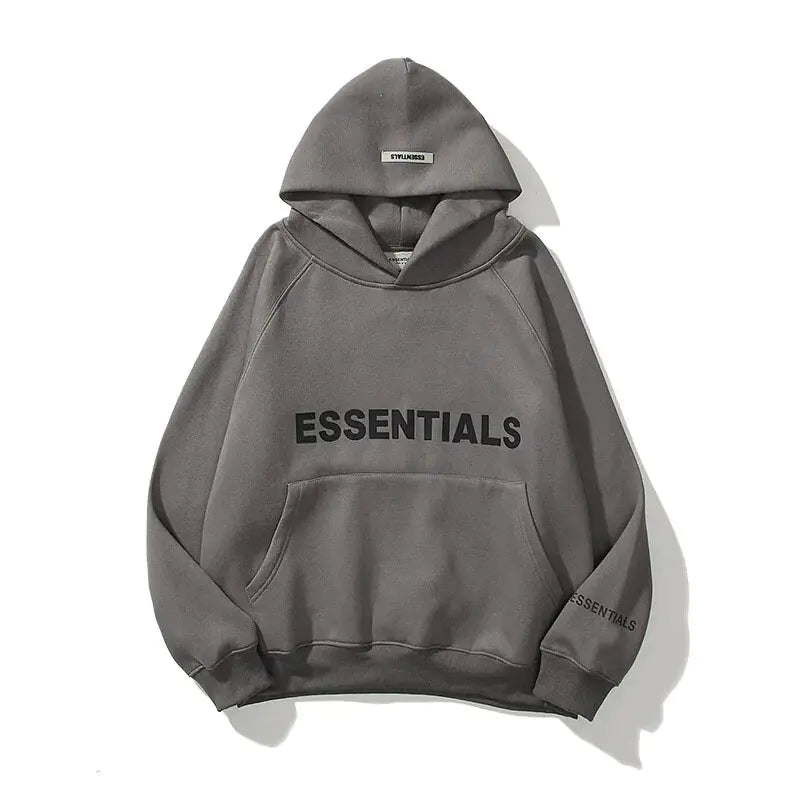 Essentials reflective hoodie - front view premium streetwear