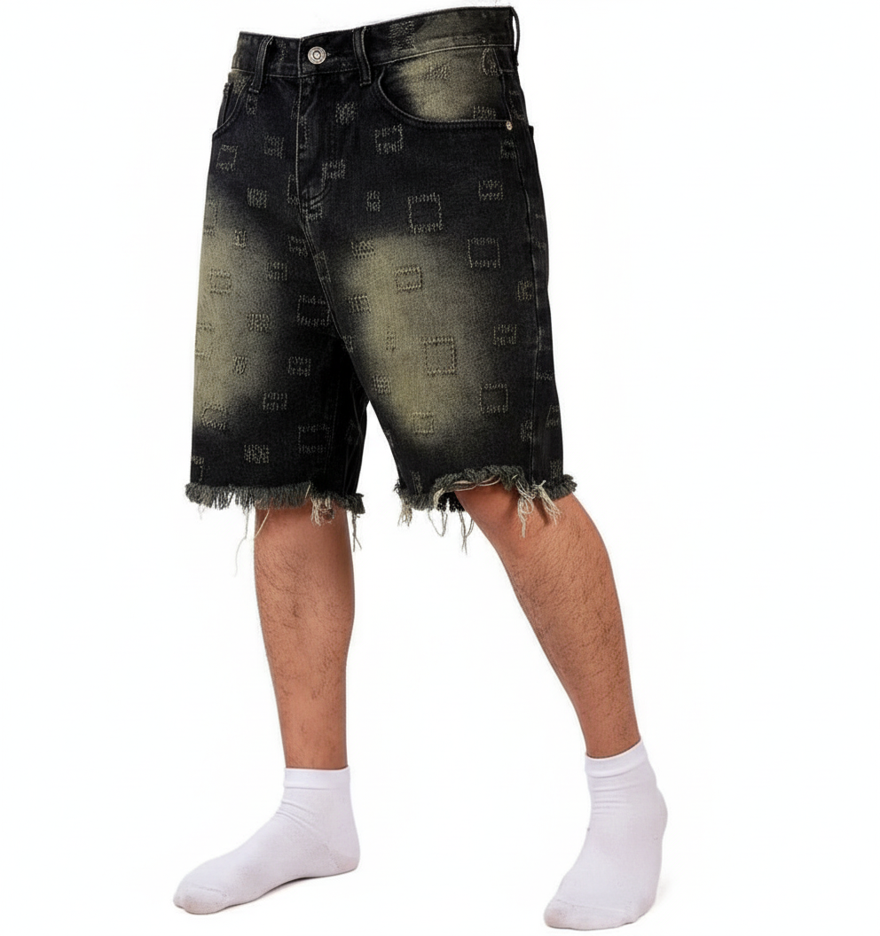 Short Denim Graphique Distressed