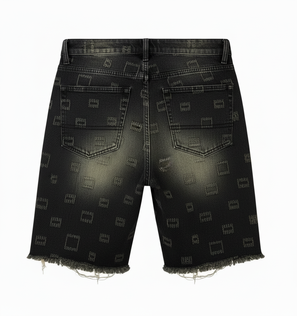 Short Denim Graphique Distressed