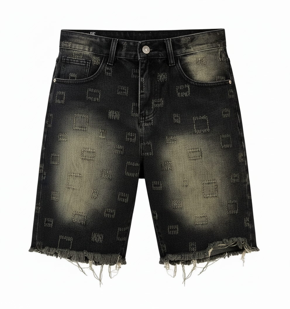 Short Denim Graphique Distressed