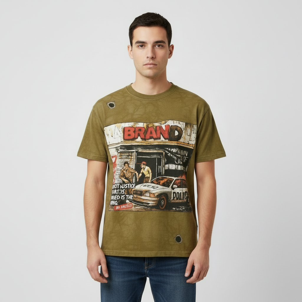 Street Riot” comic book style graphic T-shirt