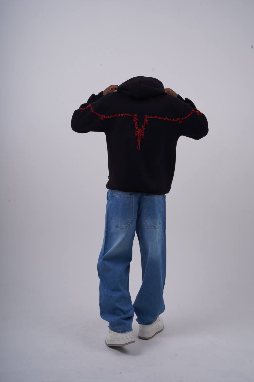 "Heartbeat" Embroidered Graphic Hoodie