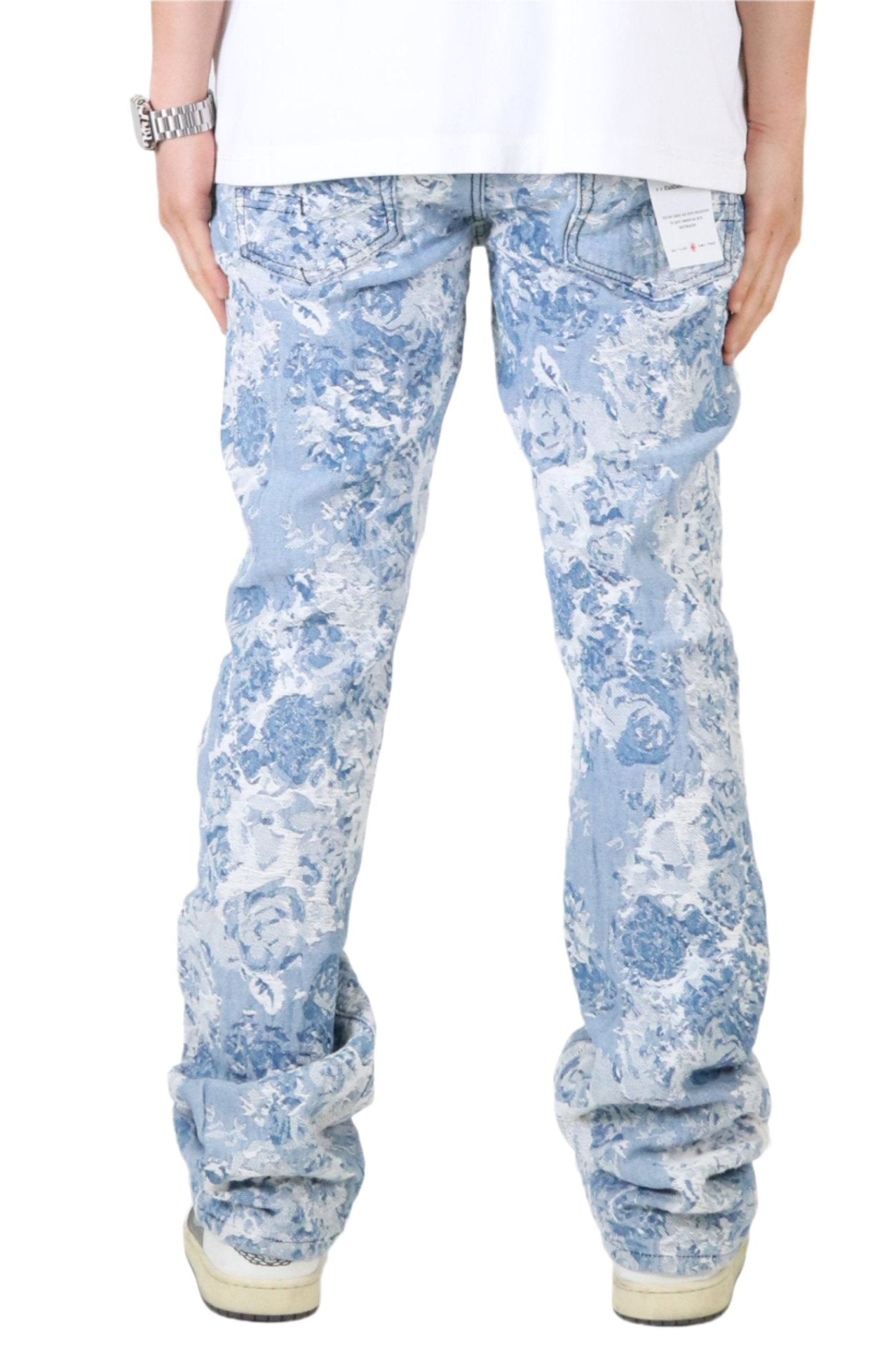 FLEX Men's premium jacquard flare stacked fit denim pants
