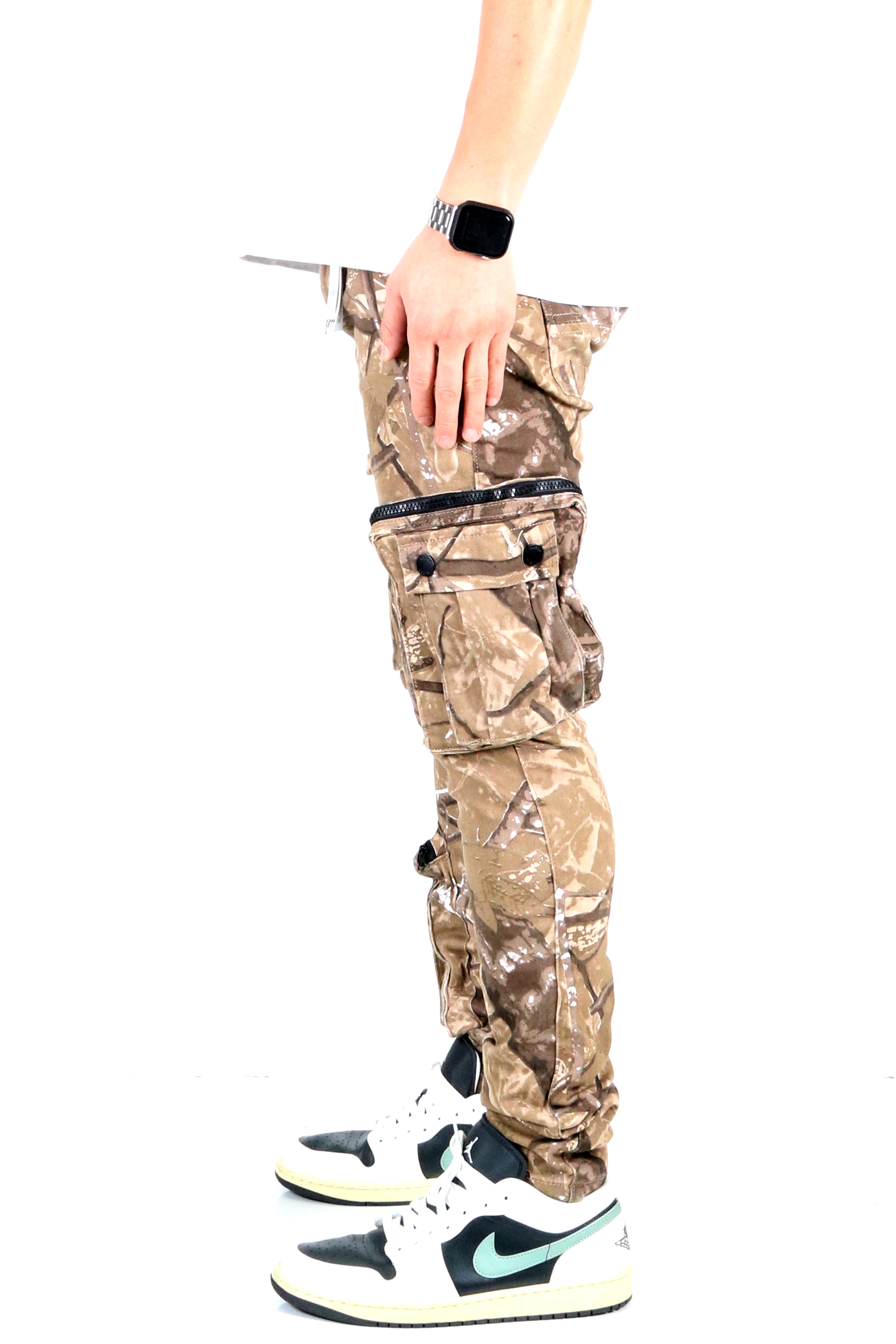 KUDO camo cargo pants - back view with 3D pockets