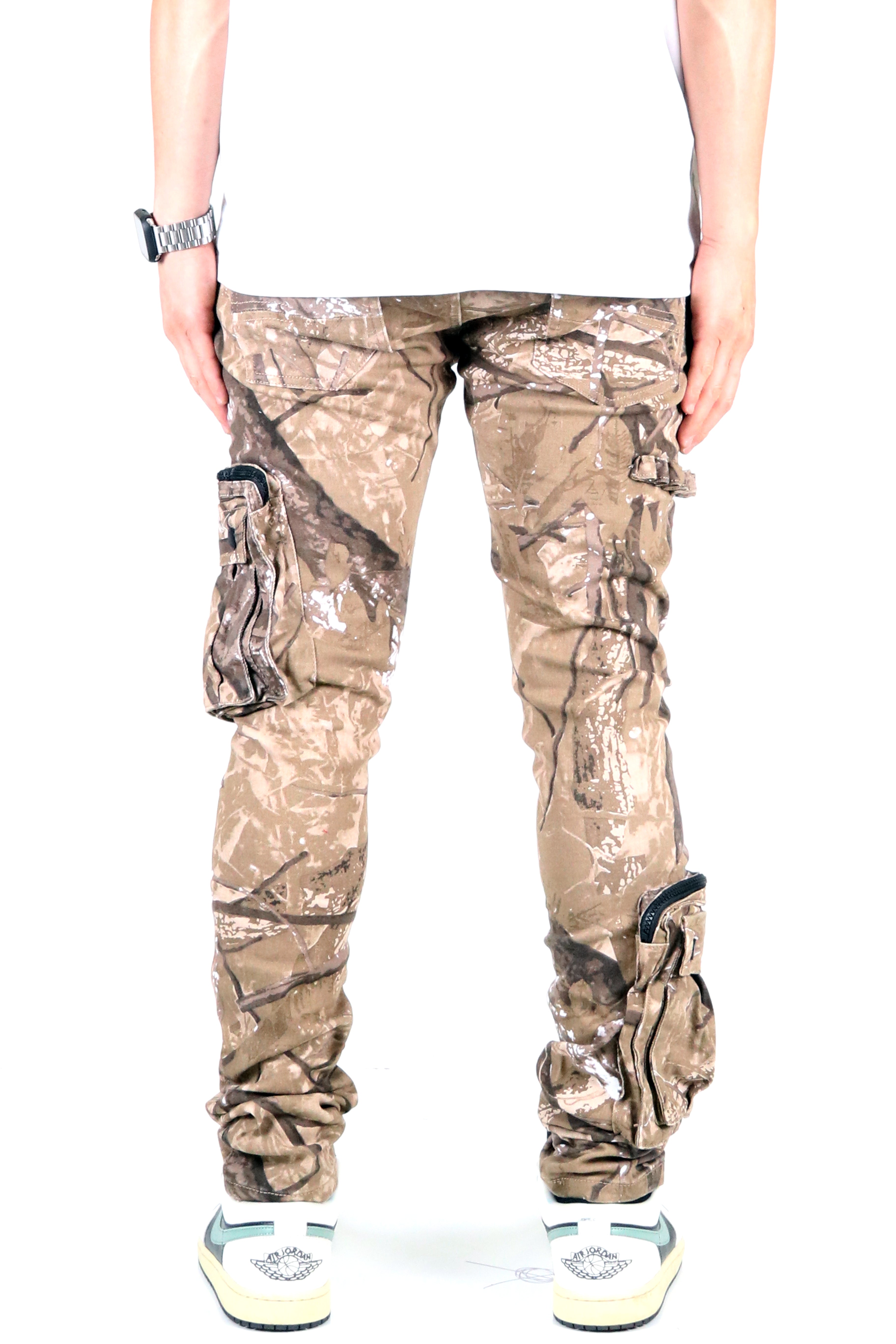 KUDO cargo pants - side view forest camo pattern