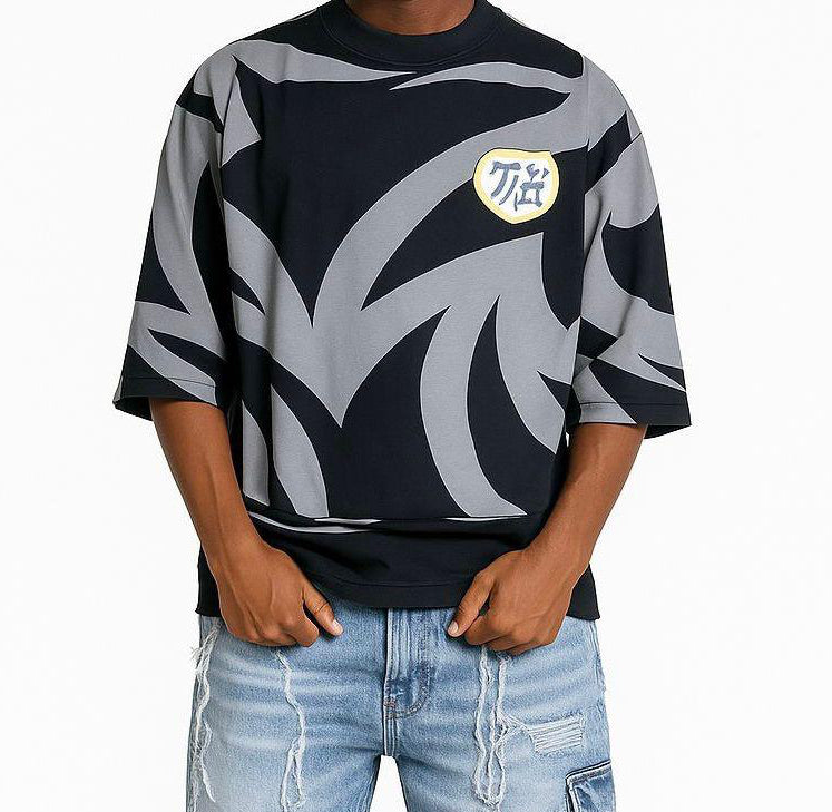 black streetwear sweatshirt with grey patterns- Exclusive design