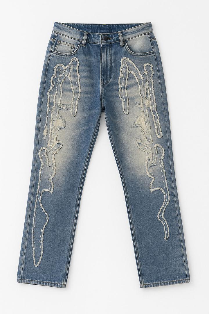 Artistic Drip Pattern Jeans