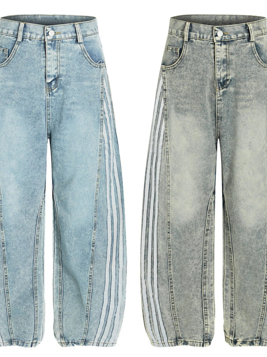 Men's Side Striped Wide Leg Jeans