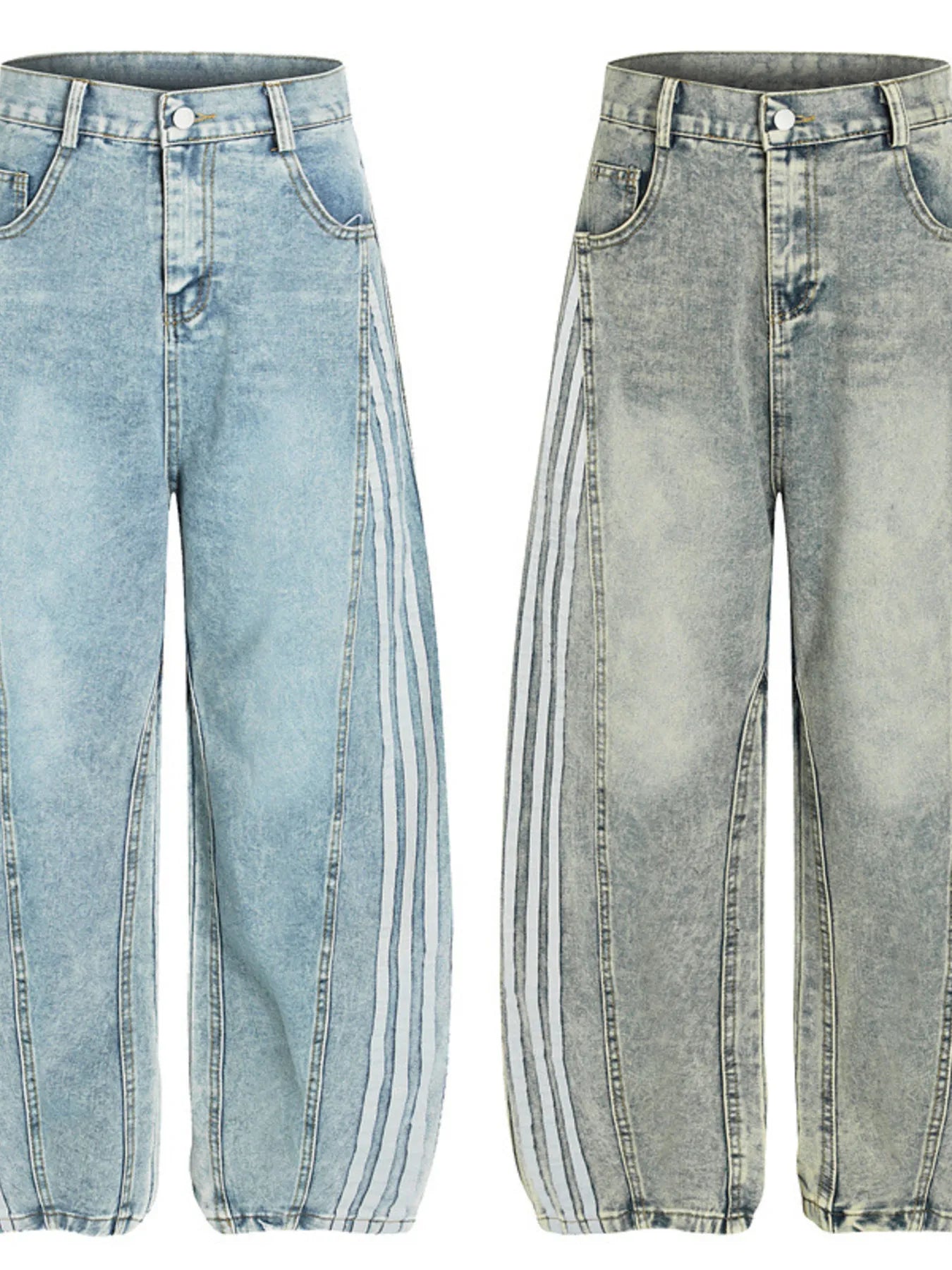 Men's Side Striped Wide Leg Jeans