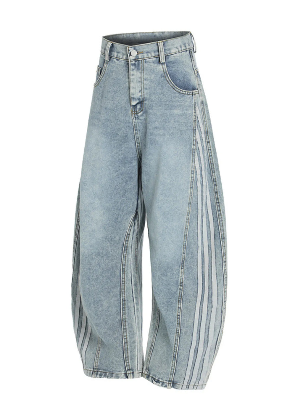Men's Side Striped Wide Leg Jeans